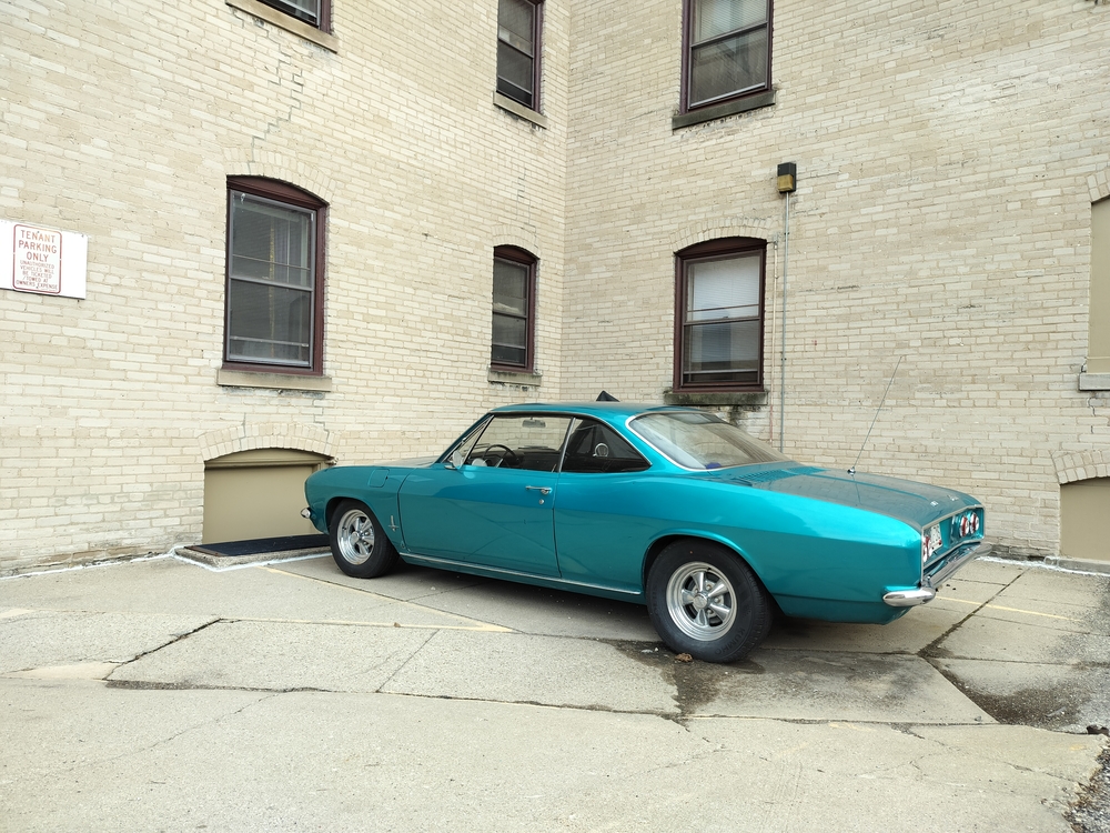 Chevrolet Corvair in teal.