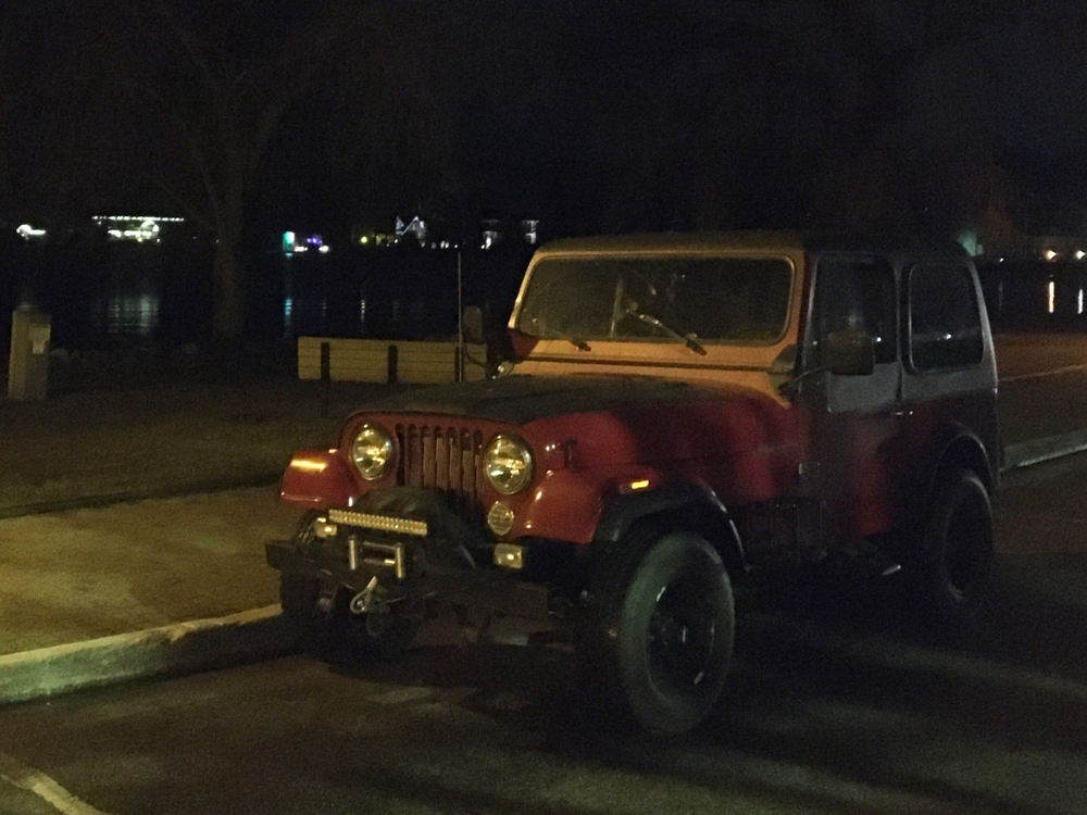 1985 Jeep CJ-7 by Williams Bay waterfront.