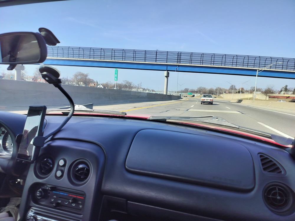 Volvo from view of the Miata.