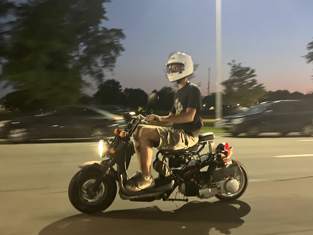 Me on my engine swapped Honda Ruckus riding down Woodward Ave.